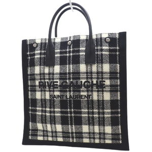 Saint Laurent Gauche Vertical Plaid Rive Black Noe Leather Handbag Paris